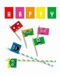 Printable Monster Party Food Flags Straw Flags Editable Collette and Co 4