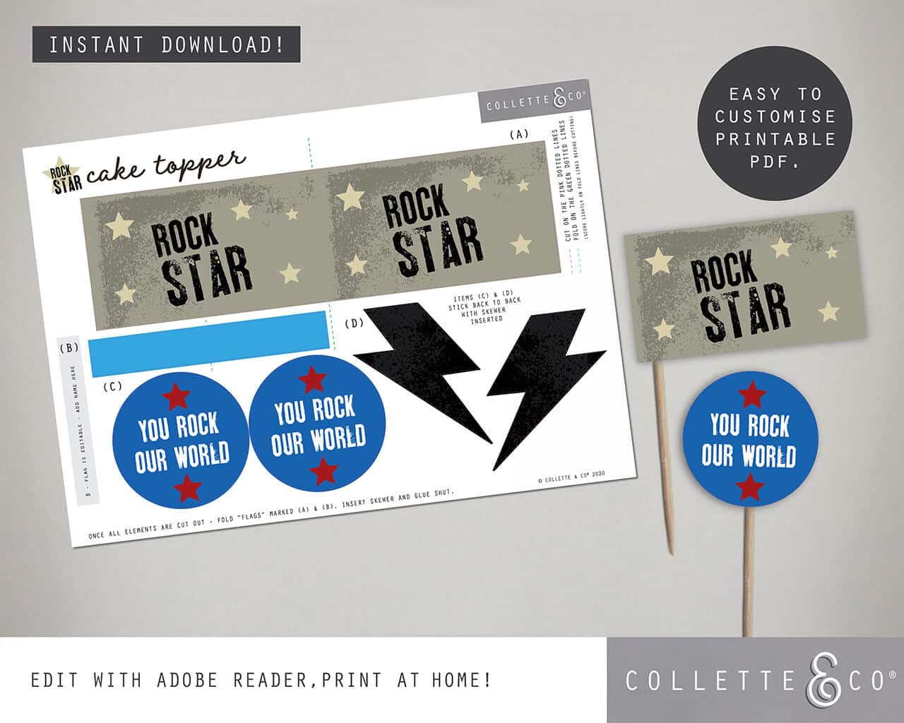 Kids Rockstar Party FULL PACK Editable Printables | Collette & Co®