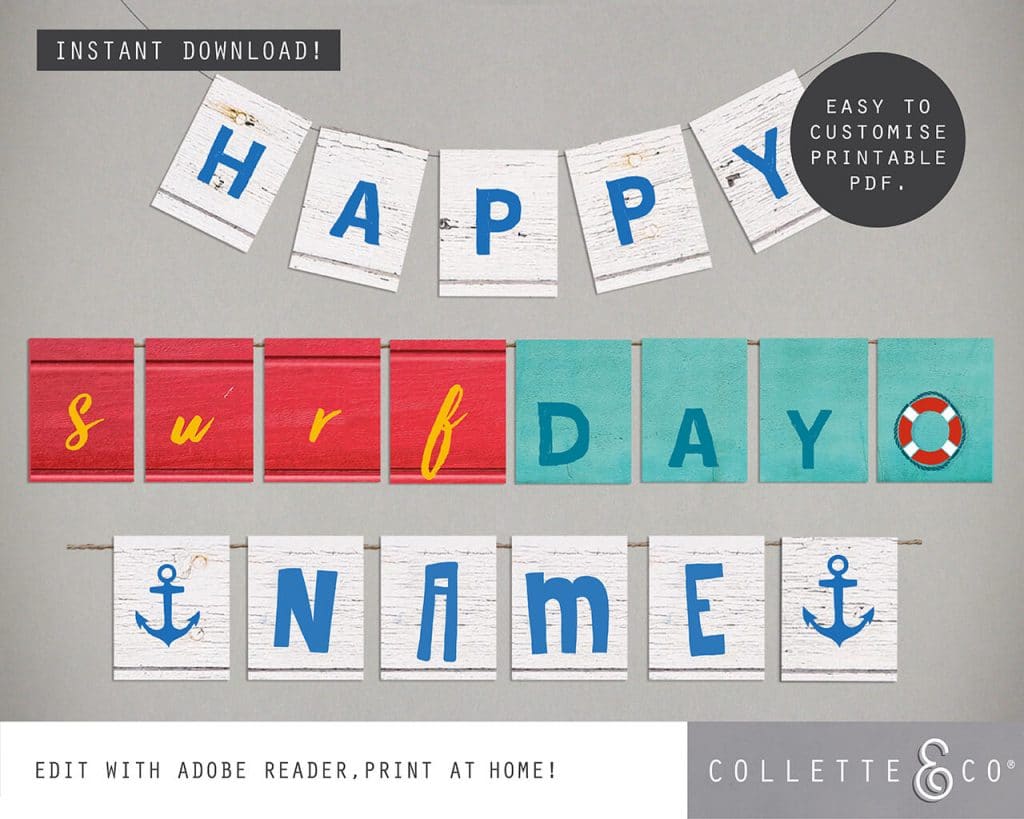 Beach Party Printables FULL Pack Editable | Collette &amp; Co®