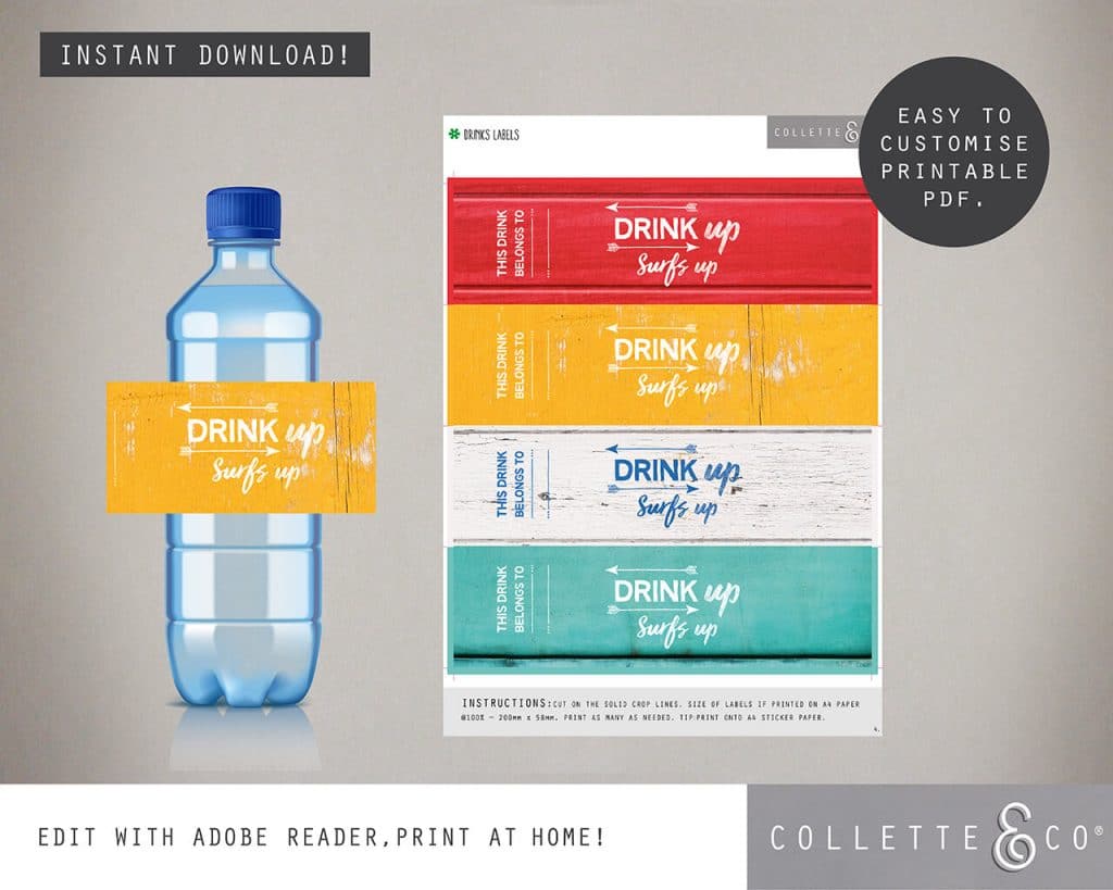 Beach Party Printables FULL Pack Editable | Collette &amp; Co®