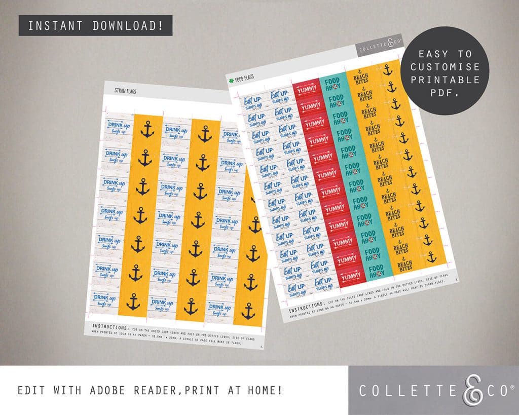 Beach Party Printables FULL Pack Editable | Collette &amp; Co®