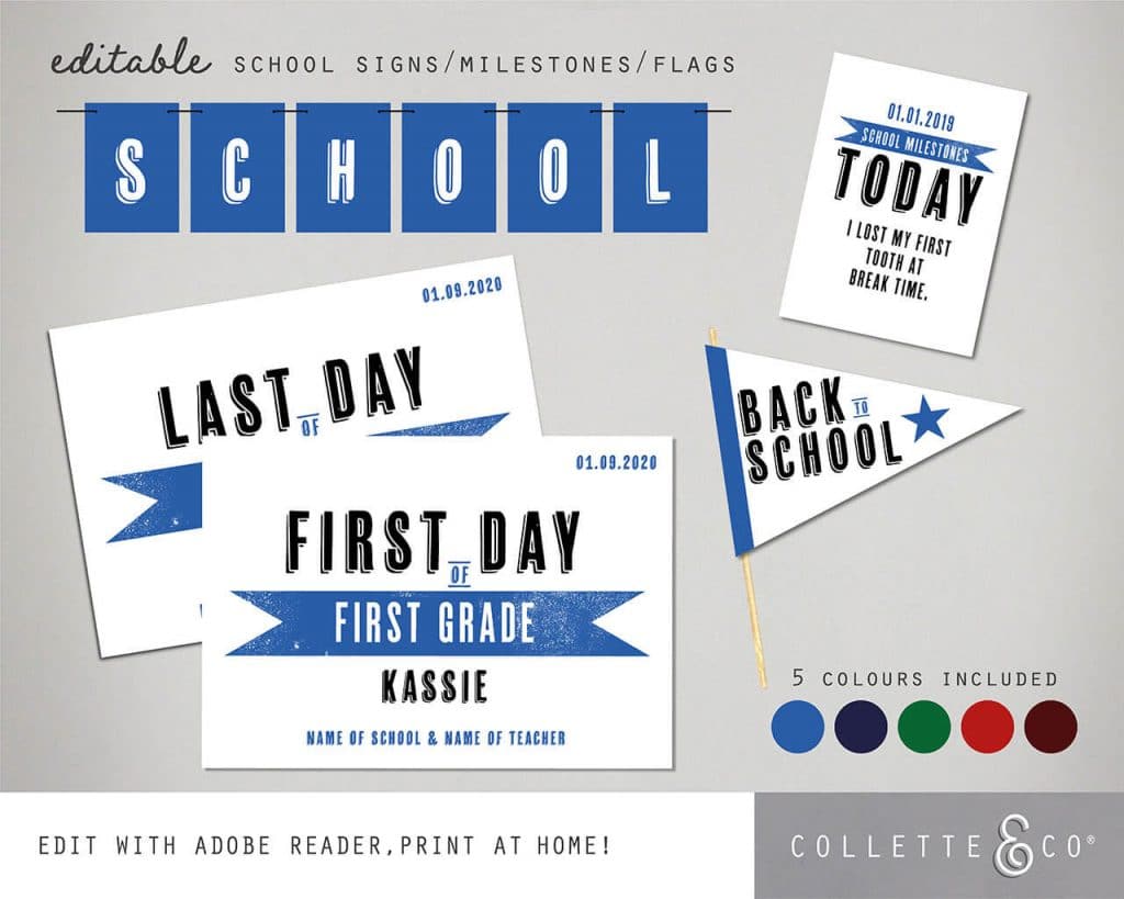 Printable Back to School Sign Pack | Collette &amp; Co®