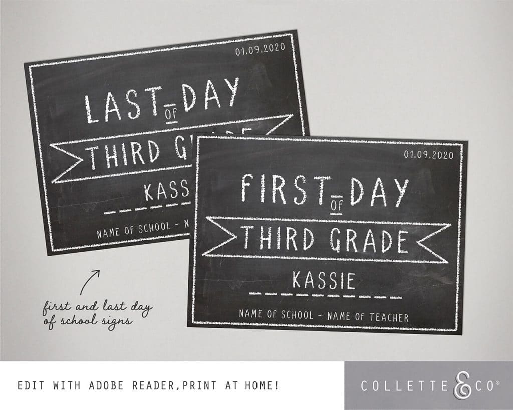 Printable Chalkboard Back to School Sign Pack | Collette &amp; Co®