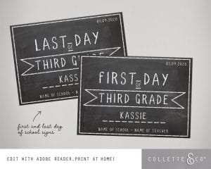 Printable Chalkboard Back to School Sign Pack | Collette &amp; Co®