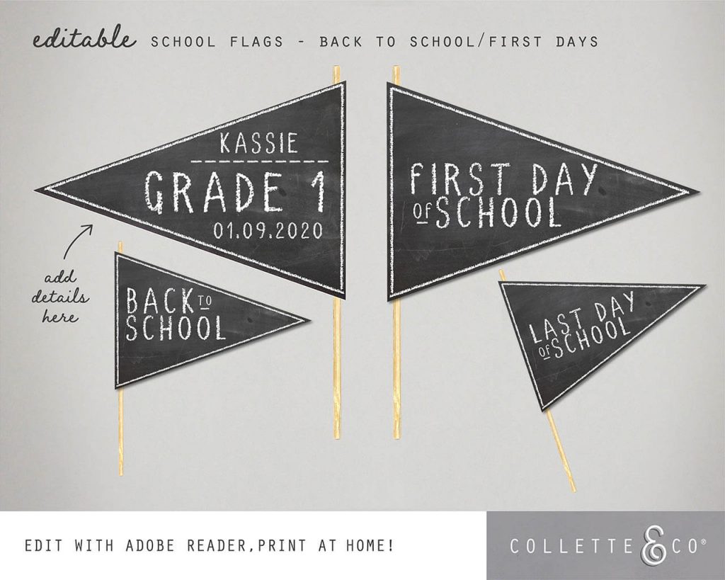 Printable Chalkboard Back to School Sign Pack | Collette &amp; Co®