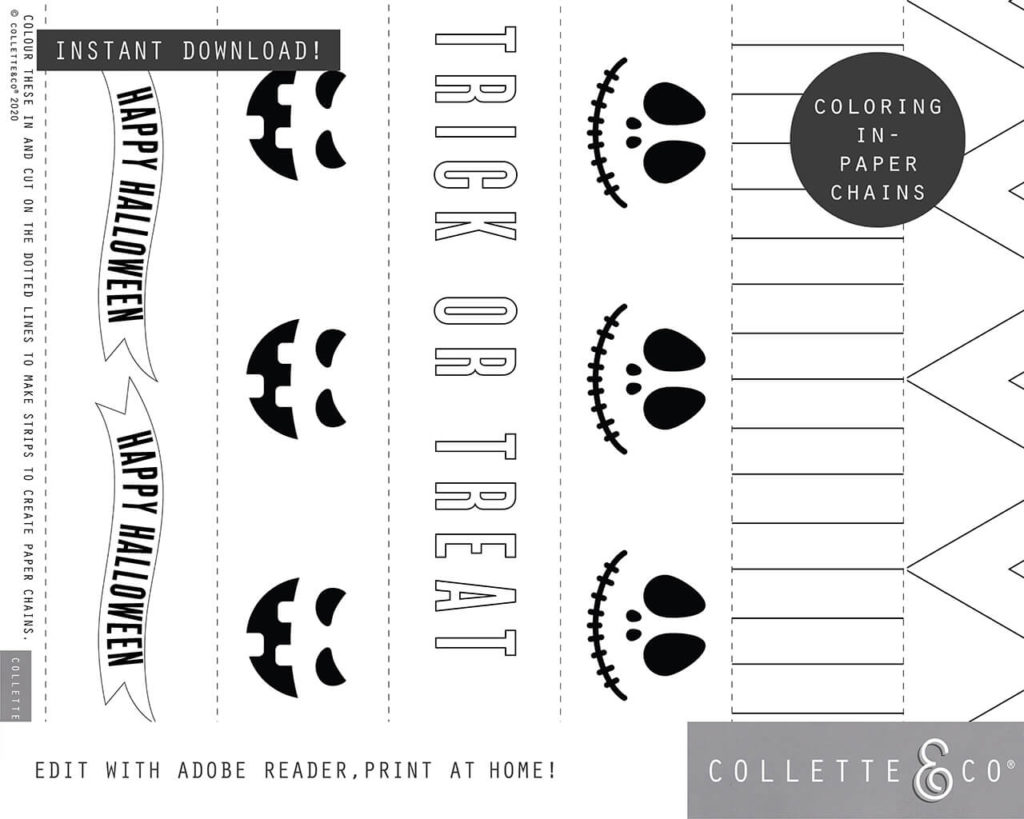 Halloween Paper Chains Printable Collette Co  Halloween Paper Chains Printable Collette Co